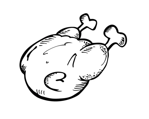 Rauwe kip vlees doodle — Stockvector