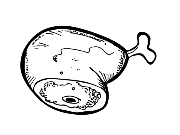 Jambe de poulet viande crue doodle — Image vectorielle