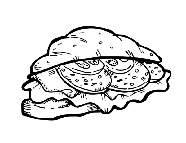 Doodle Sandwich - Stok Vektor