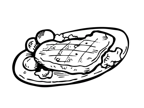 Стейк на тарелке — стоковый вектор