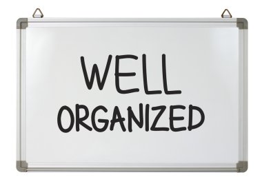 Well organized word on whiteboard clipart