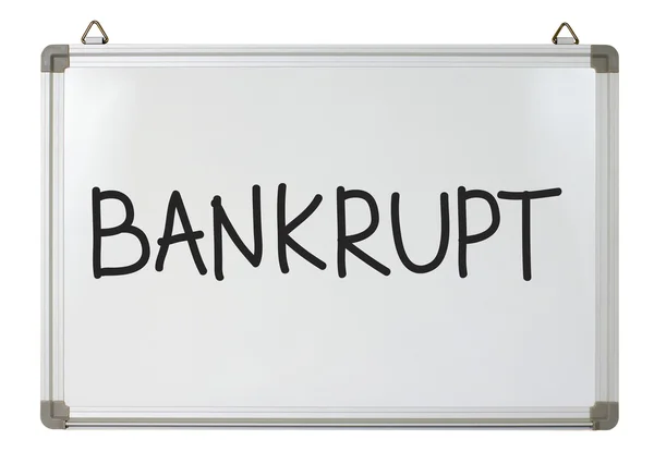 I konkurs ord skrivet på whiteboard — Stockfoto