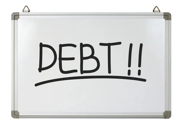 Dívida em quadro branco — Fotografia de Stock