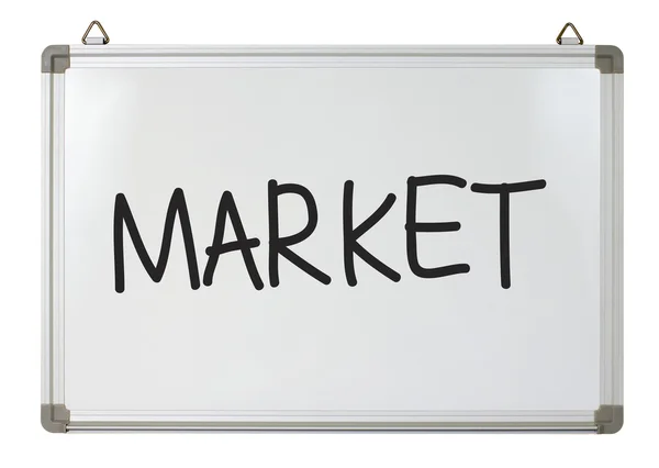 Marknaden ord på whiteboard — Stockfoto