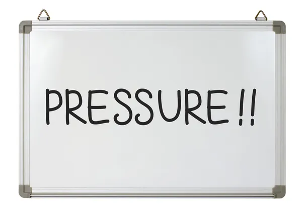 Palavra de pressão no quadro branco — Fotografia de Stock