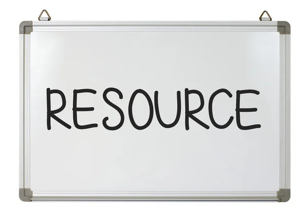 Ressourcenwort auf Whiteboard — Stockfoto