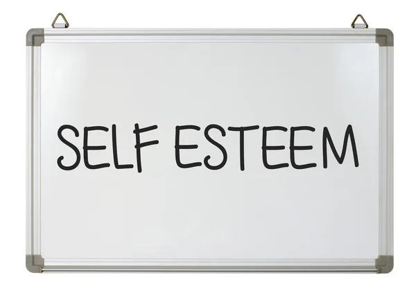 Selbstwertgefühl Wort auf Whiteboard — Stockfoto