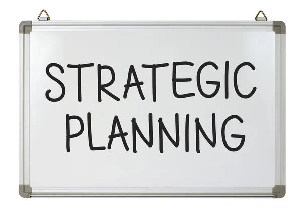 Palavra de planejamento estratégico no quadro branco — Fotografia de Stock