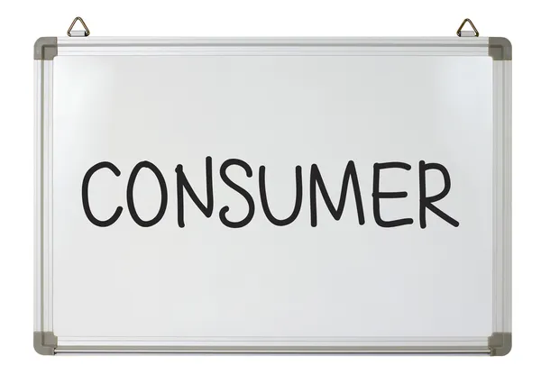 Mot de consommation sur tableau blanc — Photo