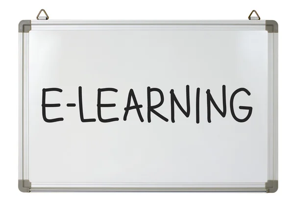E-lärande word på whiteboard — Stockfoto