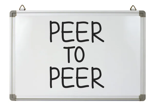 Peer to Peer Wort auf Whiteboard — Stockfoto