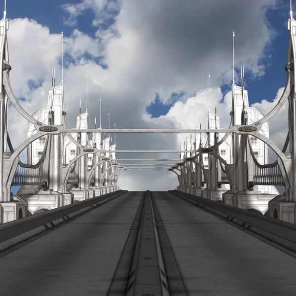 Sci-Fi Background with a bridge — Stock Photo, Image