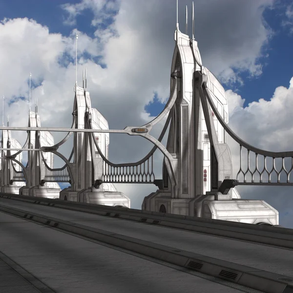 Sci-Fi bakgrund med en bro — Stockfoto