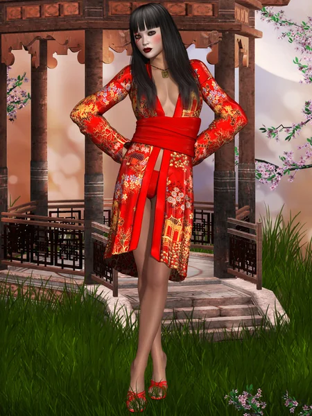 Beauté orientale avec kimono — Photo
