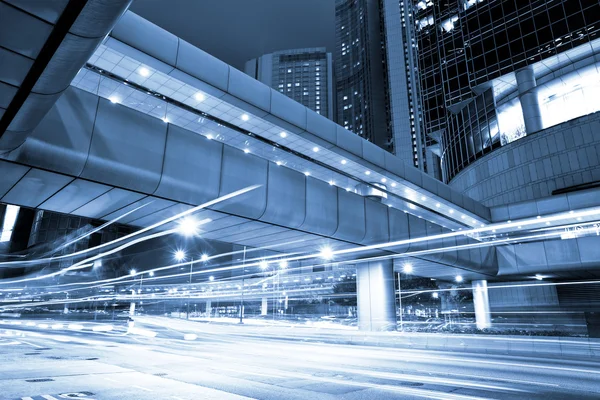 Futuristic urban city night traffic — Stock Photo, Image