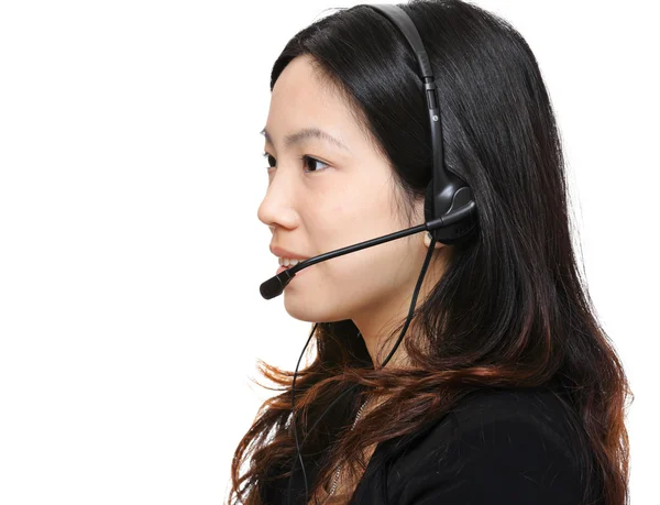 Asian woman wearing headset — Stock Photo, Image