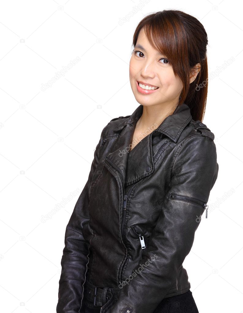 Young asian woman over white background
