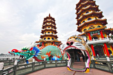 Dragon Tiger Tower in Taiwan clipart