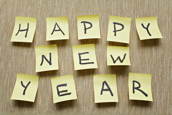 Happy new year message on sticker — Stock Photo, Image