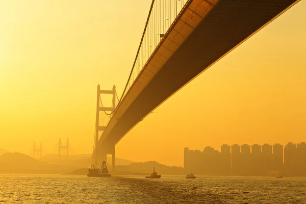 Tsing ma bridge in sunset — Stock Photo, Image
