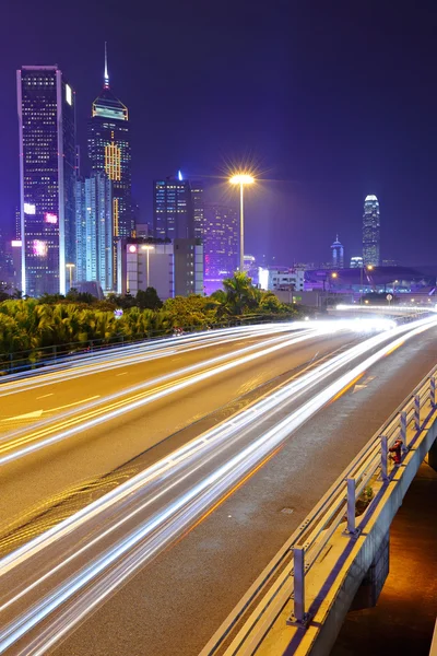 Light trails in mega city at night — Stock Photo, Image