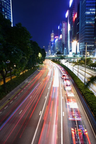 Traffic in Hong Kong at night Stock Photo