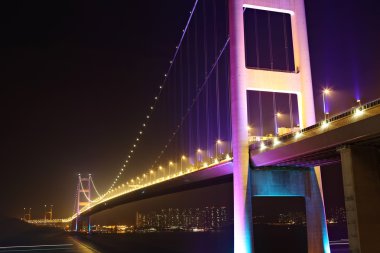 Night scene of Tsing Ma bridge clipart