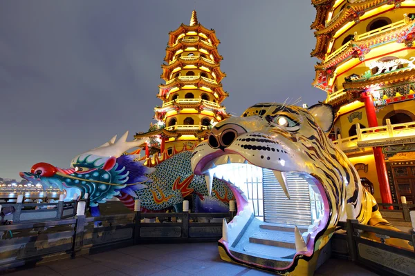 stock image Dragon Tiger Tower at night