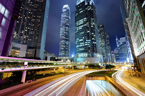 Moderna ciudad de Hong Kong por la noche —  Fotos de Stock