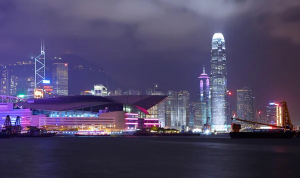 夜の香港スカイライン — ストック写真