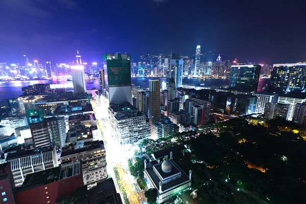 Hong Kong centro città di notte — Foto Stock