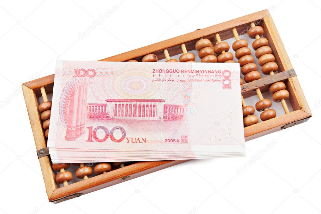 Abacus and china money banknote