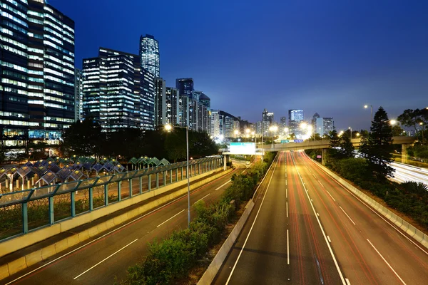 stock image Light trails in mega city highway