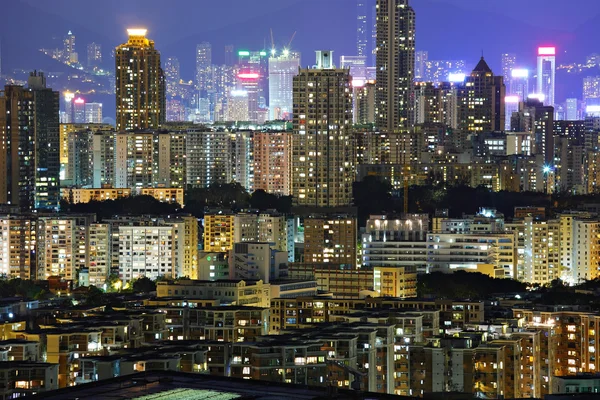 Geceleyin bina hong Kong — Stok fotoğraf