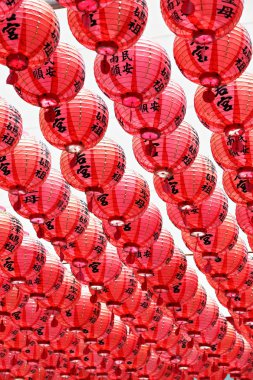 Chinese red lantern in temple clipart