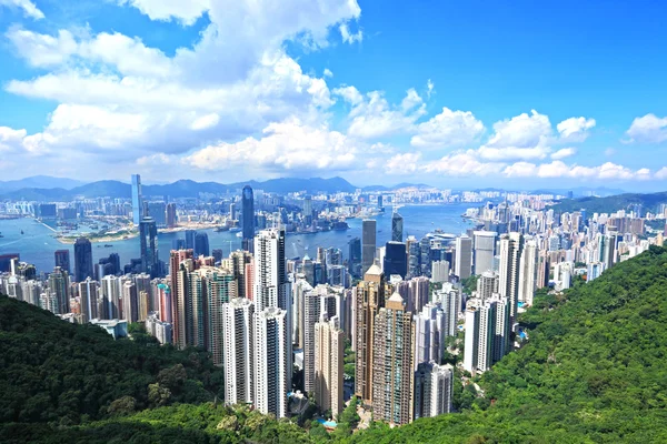 Skyline de la ciudad de Hong Kong desde el pico — Foto de Stock