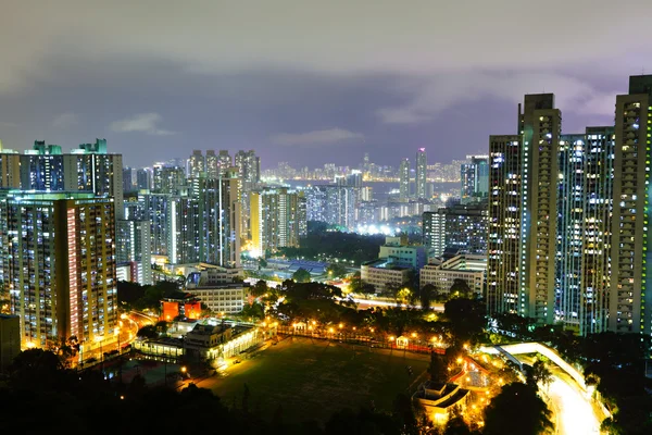 Nacht in der Innenstadt von Hongkong — Stockfoto