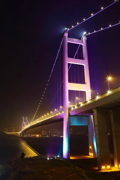Pont Tsing Ma la nuit — Photo
