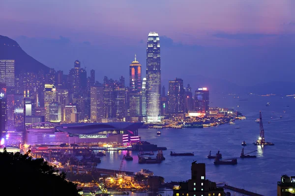 Hong Kong 'un gece manzarası — Stok fotoğraf