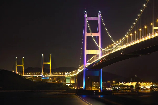 Tsing ma brug bij nacht — Stockfoto