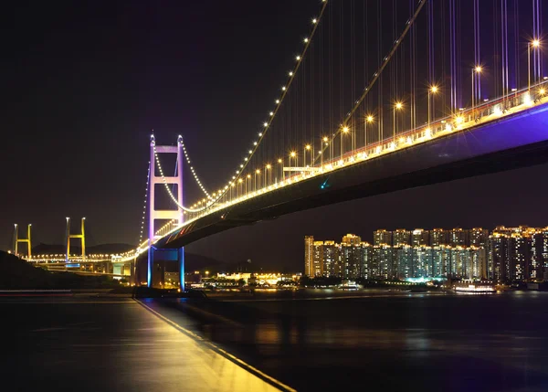 Tsing ma bridge v noci — Stock fotografie