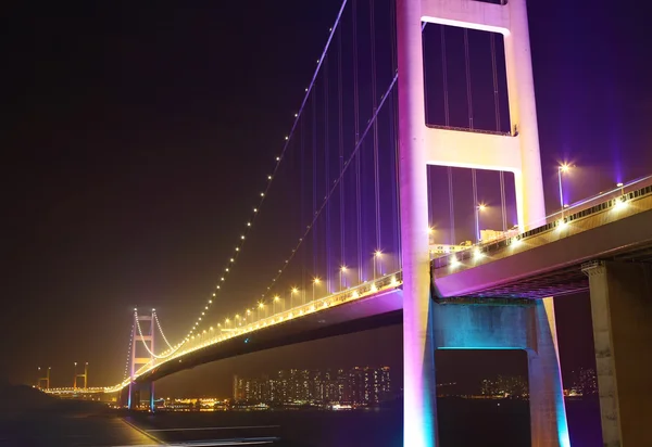 Tsing ma-bron på natten — Stockfoto