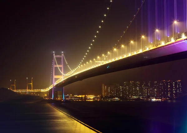 Tsing Ma Bridge éjjel — Stock Fotó
