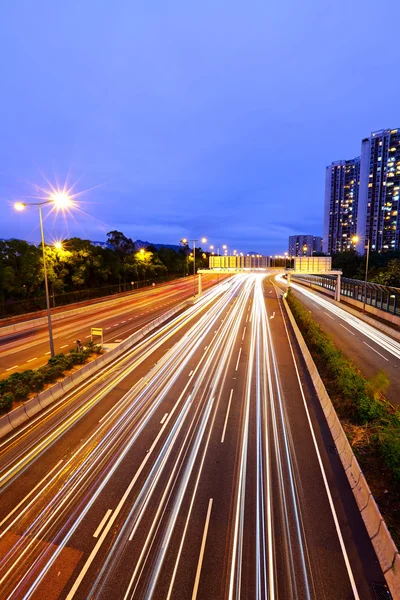 メガ都市高速道路の光の道 — ストック写真