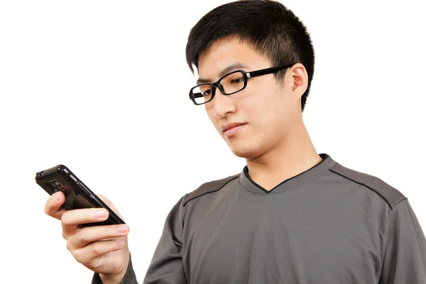 Homem ler SMS no celular — Fotografia de Stock
