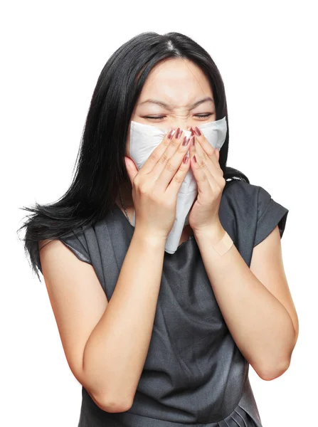 Chica estornudo — Foto de Stock