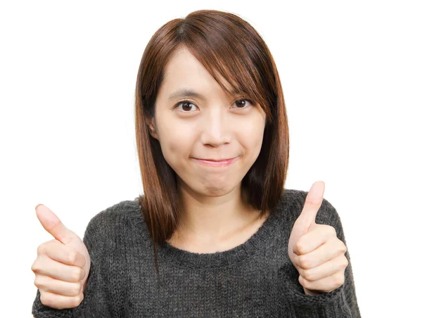 Smiling woman with thumbs up — Stock Photo, Image