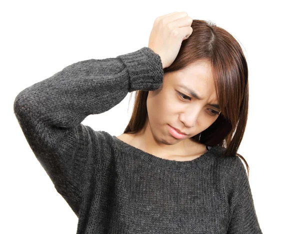 Kobieta z ból głowy — Zdjęcie stockowe