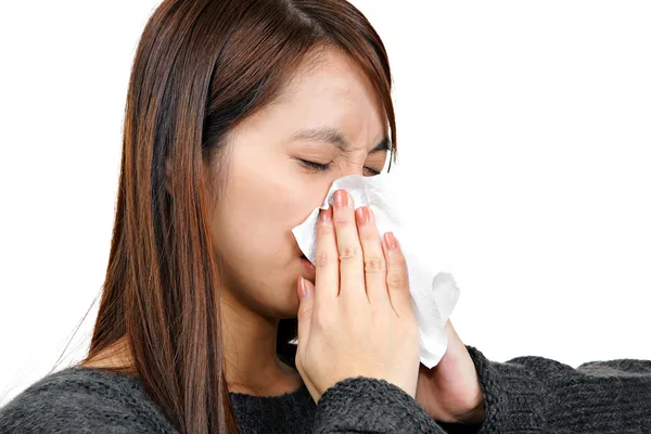 Chica estornudo — Foto de Stock