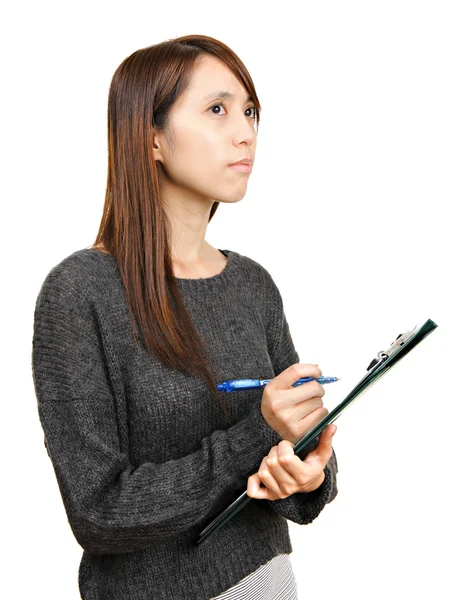 Woman write report — Stock Photo, Image